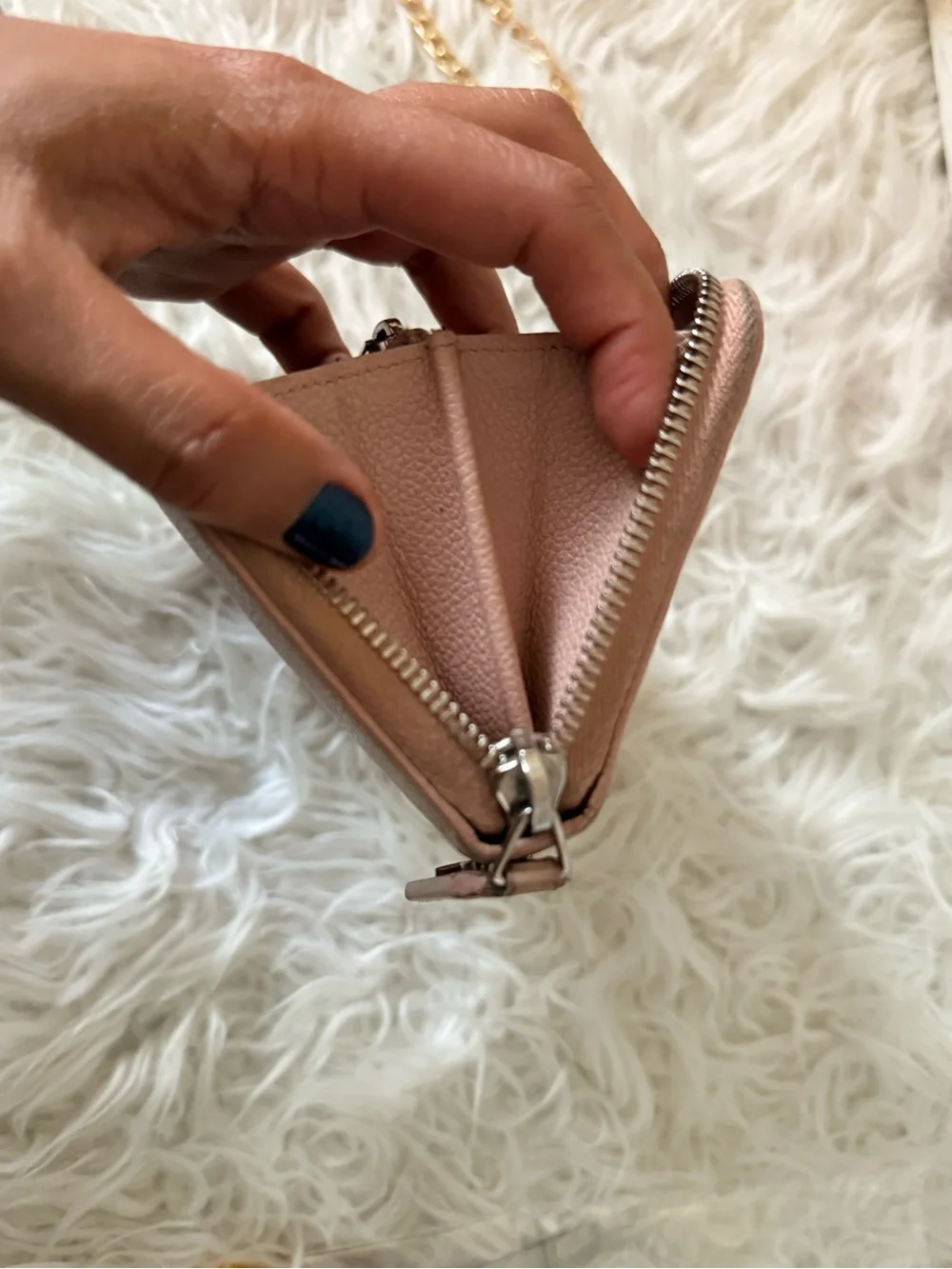 Saint Laurent Blush Pink Zip-Around Pebbled Leather Wallet-pre-loved